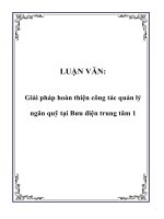LUẬN VĂN: Giải pháp hoàn thiện công tác quản lý ngân quỹ tại Bưu điện trung tâm 1 potx