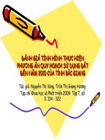 ĐỀ TÀI : ĐÁNH GIÁ TÌNH HÌNH THỰC HIỆN PHƯƠNG ÁN QUY HOẠCH SỬ DỤNG ĐẤT ĐẾN NĂM 2010 CỦA TỈNH BẮC GIANG ppt