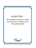 LUẬN VĂN: Kế toán nghiệp vụ bán hàng và xác định kết quả tại Công ty TNHH sản xuất và thương mại Rạng Đôn docx