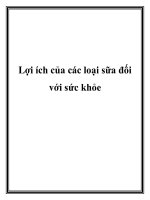 Lợi ích của các loại sữa đối với sức khỏe pdf