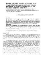 báo cáo nghiên cứu khoa học  'nghiên cứu phản ứng chuyển ester dầu thực vật bằng phương pháp quá tới hạn methanol để tổng hợp biodiesel và thu glycerine độ tinh khiết cao'