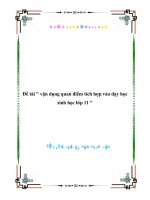 đề tài '''' vận dụng quan điểm tích hợp vào dạy học sinh học lớp 11 ''''