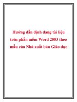 Hướng dẫn định dạng tài liệu trên phần mềm Word 2003 theo mẫu của Nhà xuất bản Giáo dục pot