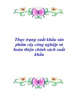 thực trạng xuất khẩu sản phẩm cây công nghiệp và hoàn thiện chính sách xuất khẩu