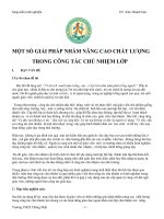 sáng kiến kinh nghiệm '''' một số giải pháp nhằm nâng cao chất lượng trong công tác chủ nhiệm lớp ''''