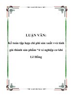 LUẬN VĂN: Kế toán tập hợp chi phí sản xuất và tính giá thành sản phẩm “ở xí nghiệp cơ khí Lê Hồng pps
