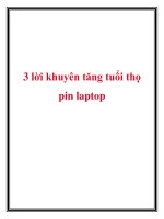 3 lời khuyên tăng tuổi thọ pin laptop pptx