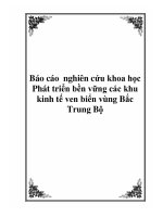 báo cáo  nghiên cứu khoa học '''' phát triển bền vững các khu kinh tế ven biển vùng bắc trung bộ ''''