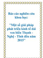 báo cáo nghiên cứu khoa học  ''''một số giải pháp phát triển kinh tế dải ven biển thanh - nghệ - tĩnh đến năm 2015''''
