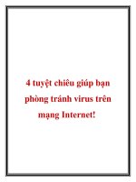 4 tuyệt chiêu giúp bạn phòng tránh virus trên mạng Internet pdf