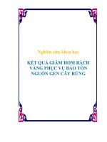 nghiên cứu khoa học 'kết quả giâm hom bách vàng phục vụ bảo tồn nguồn gen cây rừng '