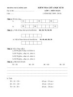 đề KT toán lớp 1 giữa kì II năm học 2009 - 2010