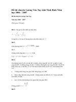 Đề thi chuyên Lương Văn Tụy tỉnh Ninh Bình Năm học 2006