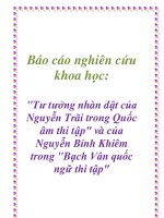 báo cáo nghiên cứu khoa học  'tư tưởng nhàn dật của nguyễn trãi trong 'quốc âm thi tập' và của nguyễn bỉnh khiêm trong 'bạch vân quốc ngữ thi tập''