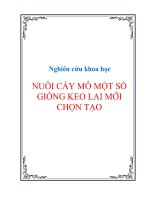nghiên cứu khoa học ' nuôi cấy mô một số giống keo lai mới chọn tạo  '