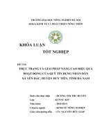 THỰC TRẠNG VÀ GIẢI PHÁP NÂNG CAO HIỆU QUẢ HOẠT ĐỘNG CỦA QUỸ TÍN DỤNG NHÂN DÂN XÃ YÊN BẮC, HUYỆN DUY TIÊN, TỈNH HÀ NAM