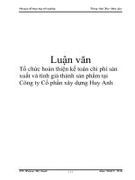 Luận văn: Tổ chức hoàn thiện kế toán chi phí sản xuất và tính giá thành sản phẩm tại Công ty Cổ phần xây dựng Huy Anh pot