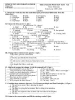 đề kt số 3 Anh 8-đủ kĩ năng