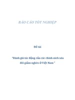 đề tài “đánh giá tác động của các chính sách xóa đói giảm nghèo ở việt nam ”