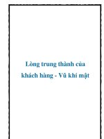 Lòng trung thành của khách hàng - Vũ khí mật docx
