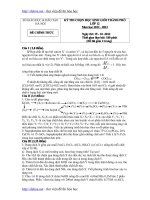 Đề thi học sinh giỏi môn hóa cấp thành phố lớp 12 năm 2012-2013 potx