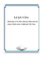 LUẬN VĂN: Khái quát về tổ chức công tác kiểm toán tại công ty Kiểm toán và định giá Việt Nam pps