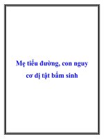 Mẹ tiểu đường, con nguy cơ dị tật bẩm sinh docx