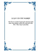 Đề tài: Vấn đề cho vay kinh tế ngoài quốc doanh tại Ngân hàng Nông nghiệp và phát triển nông thôn Phục Hoà - Thực trạng và giải pháp pptx