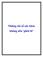 Những chỉ số sức khỏe không nên phớt lờ doc