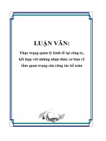 LUẬN VĂN: Thực trạng quản lý kinh tế tại công ty, kết hợp với những nhận thức cơ bản về tầm quan trọng của công tác kế toán potx
