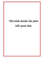Nhà kinh doanh cần phải biết quan tâm pptx