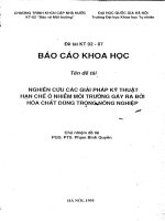 Báo cáo: Nghiên cứu cấc giải pháp kỹ thuật hạn chế ô nhiễm môi trường gây ra bởi hóa chất dùng trong nông nghiệp ppt