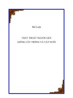 THẤT THOÁT NGUỒN GEN GIỐNG CÂY TRỒNG VÀ VẬT NUÔI pdf