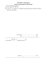 Đề Toán Tiếng Anh tham khảo thi vào Raffles Singapore