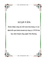 luận văn  hoàn thiện công tác kết toán bán hàng và xác định kết quả kinh doanh tại công ty cptm tin học &kỹ thuật công n