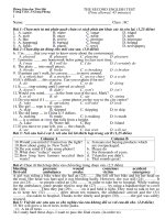 ĐỀ KIỂM TRA 1 TIẾT HỌC KÌ II - LẦN 1 - LỚP 8