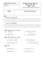 Đề thi định kì môn toán khối 1.