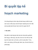bí quyết lập kế hoạch marketing