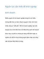 nguồn lực cần thiết để khởi nghiệp kinh doanh