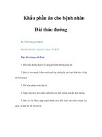 Khẩu phần ăn cho bệnh nhân Đái tháo đường pot