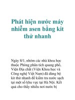 Phát hiện nước máy nhiễm asen bằng kit thử nhanh potx