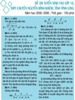 Tuyển sinh vào Chuyên Nguyễn Bỉnh Khiêm - Vĩnh Long 05-06 potx