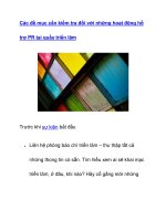 các đề mục cần kiểm tra đối với những hoạt động hỗ trợ pr