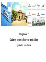 chuyên đề 7 quản trị nguồn vốn trong ngân hàng
