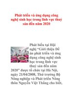 Phát triển và ứng dụng công nghệ sinh học trong lĩnh vực thuỷ sản đến năm 2020 pps