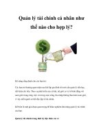 Quản lý tài chính cá nhân như thế nào cho hợp lý? pdf