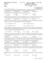 Đề kiểm tra 15 phút Vật lý 12 Nâng cao (lần 3)