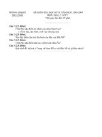 ĐỀ THI VÀ ĐÁP AN HỌC KY I