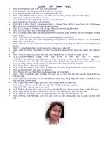 MỐC LỊCH SỬ HÓA HỌC