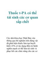 Thuốc t-PA có thể tái sinh các cơ quan sắp chết potx